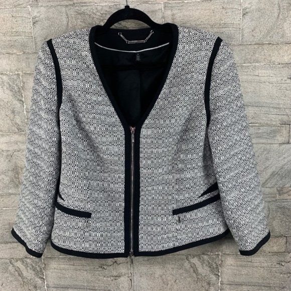 White House Black Market CONTRAST TWEED JACKET - Picture 2 of 8